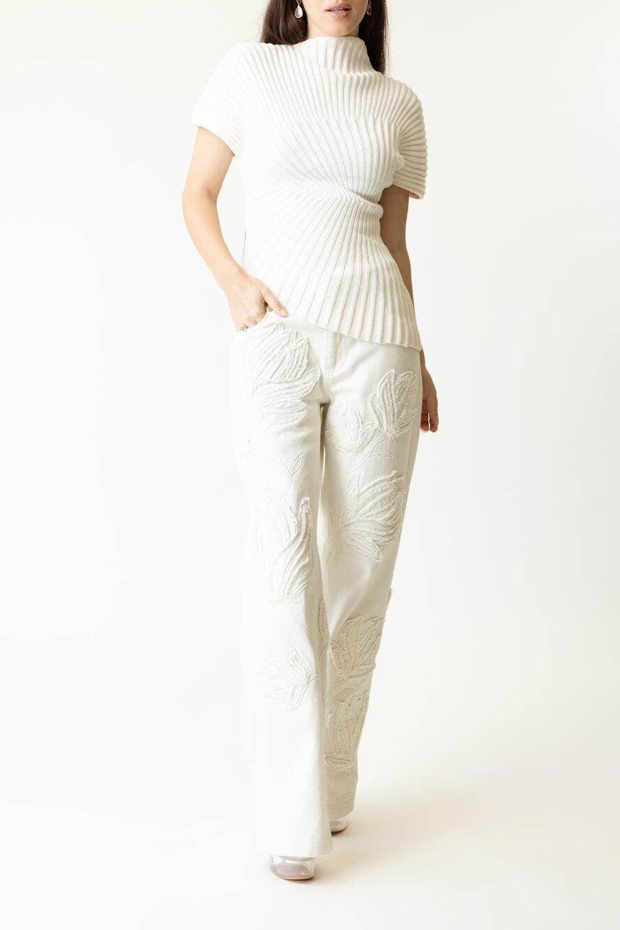 Cult Gaia Flo Denim Pant Jean in Off White 26